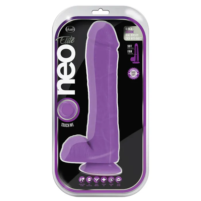 Female Sex Toys Neo Elite Silicone Dual Density Cock With BallsNeon BLUSH