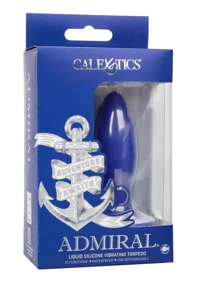 Admiral Liquid Silicone Vibrating Torpedo Rechargeable Anal Probe Admiral Male Sex Toys