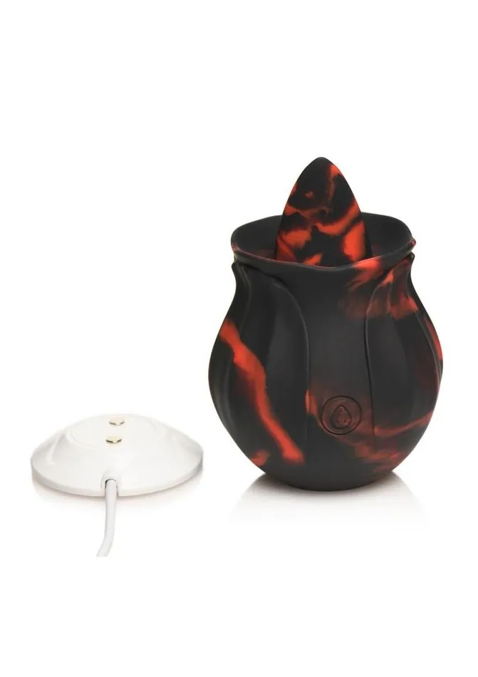 Bloomgasm Female Sex Toys Bloomgasm Black Kiss Rimming Rose Rechargeable Silicone Clitoral Vibrator