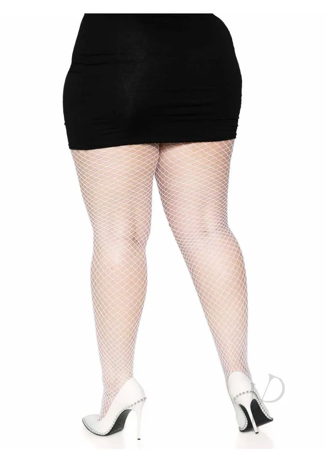 Leg Avenue Vibrators Spandex Indust Net Tights 1x2x Wht