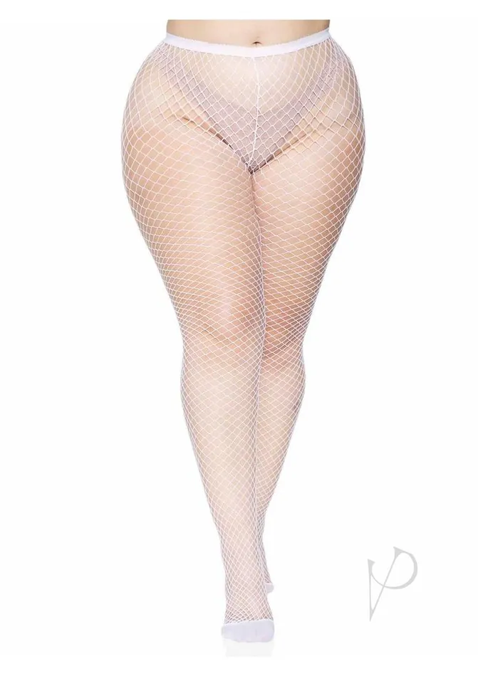 Leg Avenue Vibrators Spandex Indust Net Tights 1x2x Wht