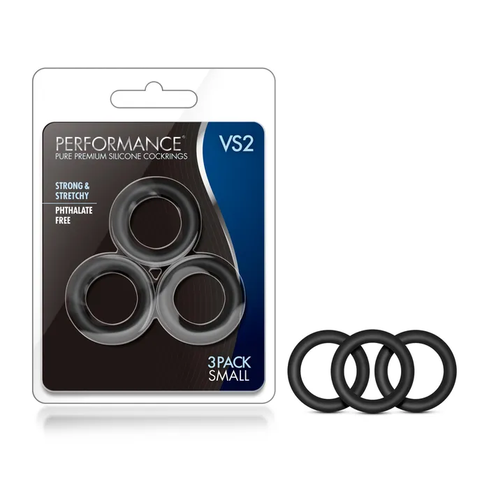 Blush Novelties Anal Performance Vs2 Pure Premium Silicone Cockrings Small Black