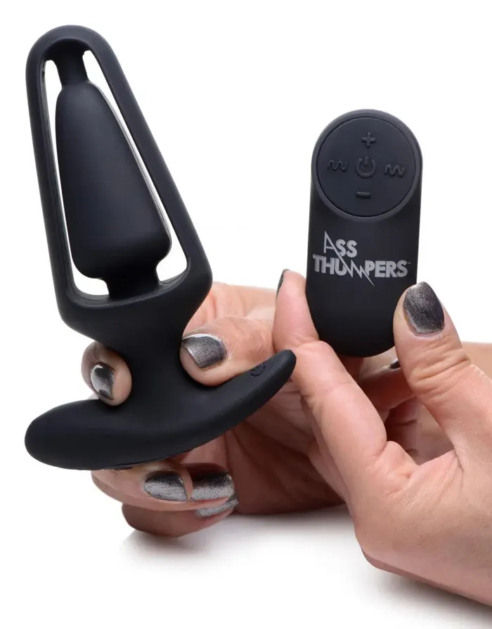 XR Brands Male Sex Toys 7X Vibrating Hollow Silicone Anal Plug