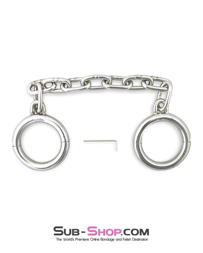 7142MSIS Sissy Slave Heavy Bondage Stainless Steel Ankle Manacles Small Medium Moonwell Male Sex Toys