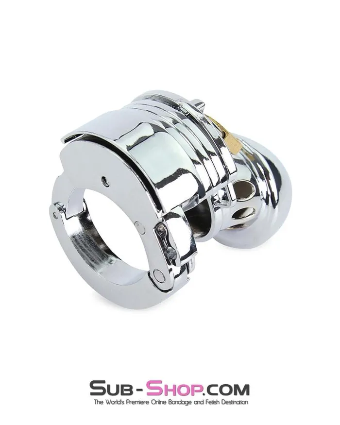 7889MSIS Locked Away Steel Sissy Chastity With 3 Length Spacers and 5 Cock Cuff Size Positions Moonwell Male Sex Toys
