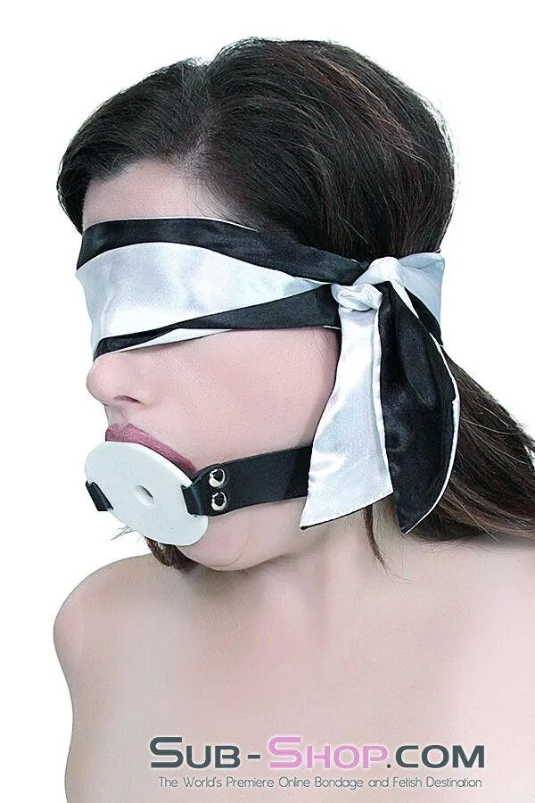 Anal Moonwell 9835M Love Me Knots Silver Black Satin Blindfold Gag or Tie Up
