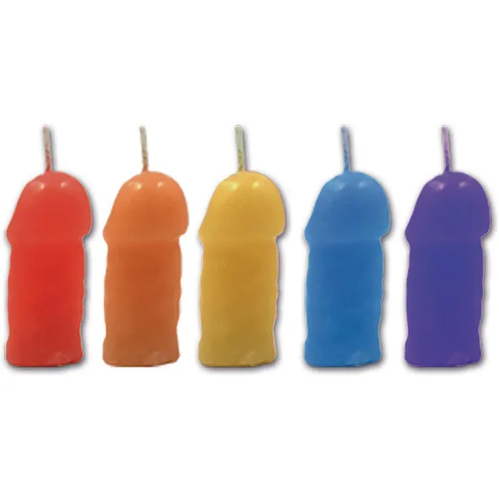 Hott Products Anal Rainbow Pecker Party Candles 5 Pack