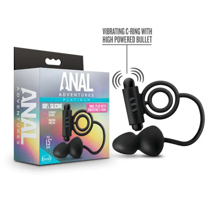 Male Sex Toys Anal Adventures Platinum Silicone Anal Plug With Vibrating CRing Black Blush Male Sex Toys Anal Adventures Platinum Silicone Anal Plug With Vibrating CRing Black Blush