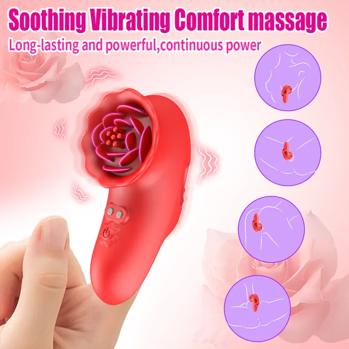 Female Sex Toys Lurevibe Rose Finger Vibrator G Spot Clitoral Stimulator for Couple Flirting