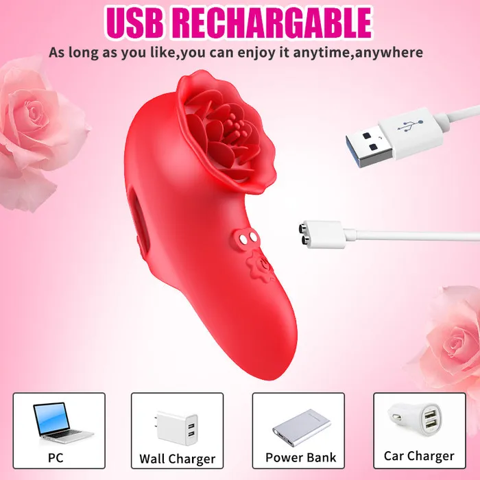 Female Sex Toys Lurevibe Rose Finger Vibrator G Spot Clitoral Stimulator for Couple Flirting