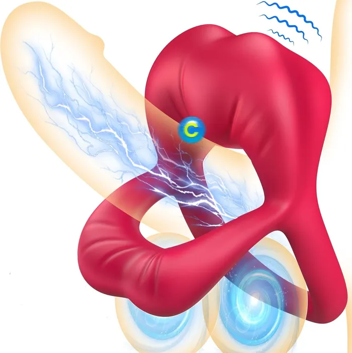 Male Sex Toys Rose Vibrating Cock Ring with Sexy Lip Clitoris Stimulator Lurevibe Male Sex Toys Rose Vibrating Cock Ring with Sexy Lip Clitoris Stimulator Lurevibe